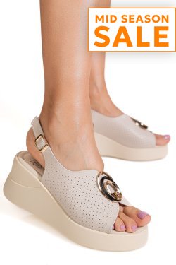 SANDALE BEJ PIELE NATURALA TPC2003