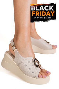 SANDALE BEJ PIELE NATURALA TPC2003