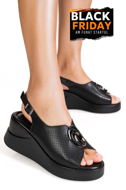 Sandale negre piele naturala tpc2003