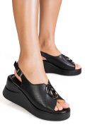 SANDALE NEGRE PIELE NATURALA TPC2003