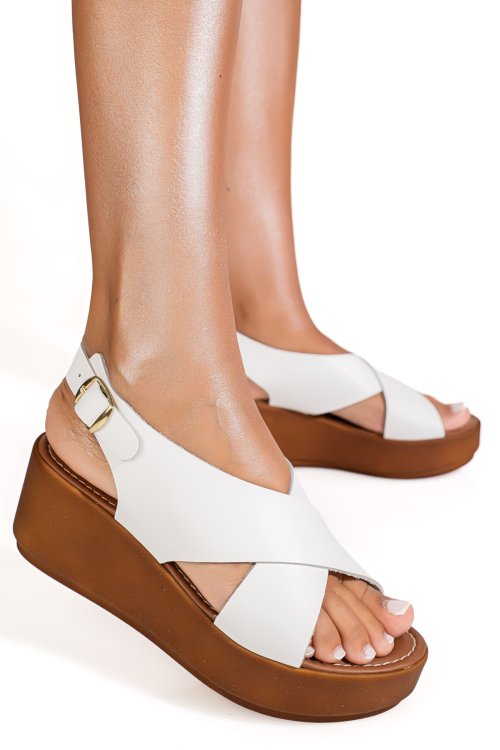 Sandale albe piele naturala vs77enezia
