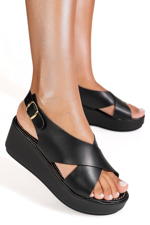 Sandale negre piele naturala vs77enezia