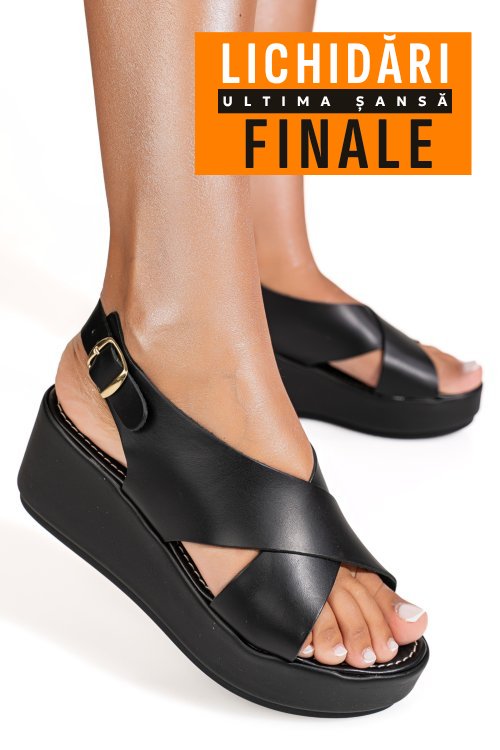 Sandale negre piele naturala vs77enezia