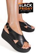 SANDALE NEGRE PIELE NATURALA VS77ENEZIA