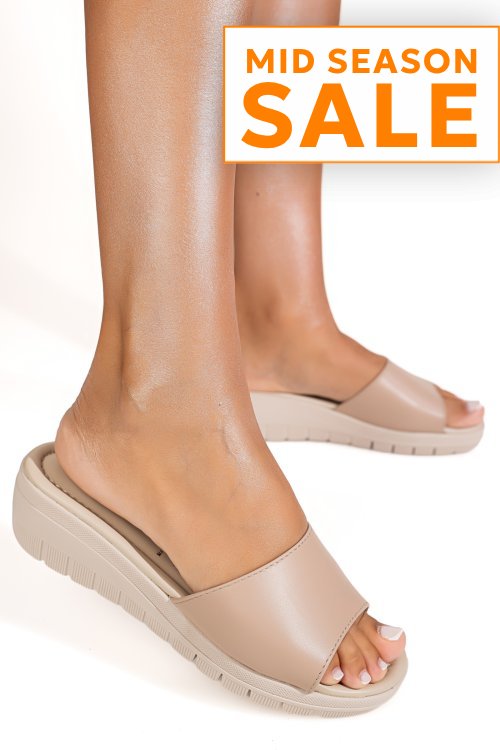 Papuci bej piele naturala 2s772025987