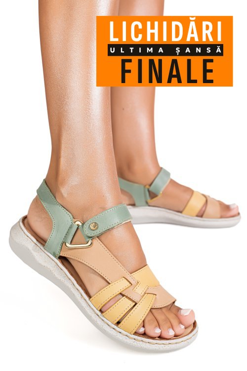Sandale bleu galben piele naturala ds7740786