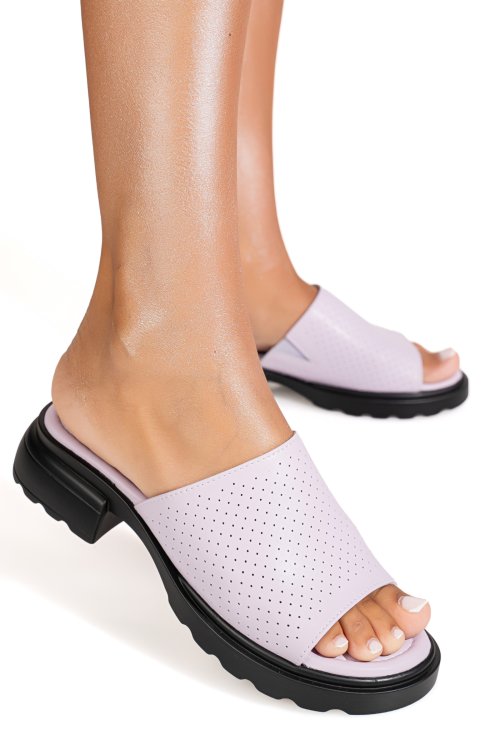 Papuci mov piele naturala fpc001801