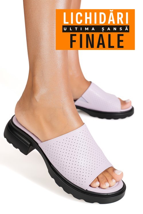 Papuci mov piele naturala fpc001801