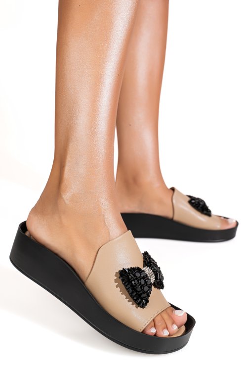 Papuci khaki piele naturala gpci004