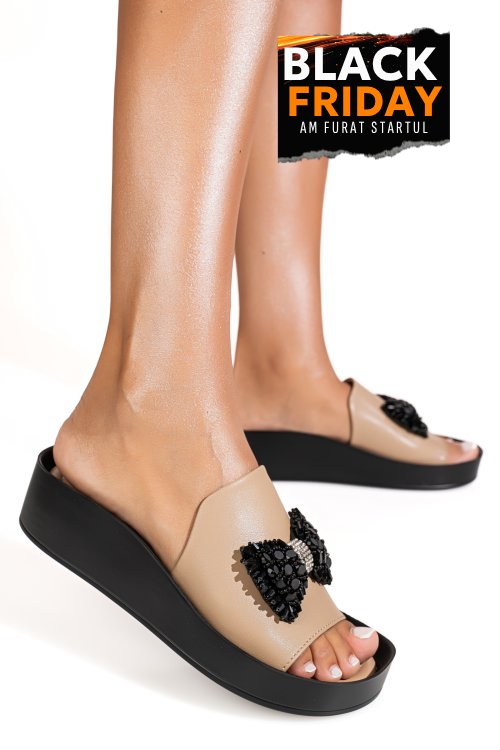 Papuci khaki piele naturala gpci004