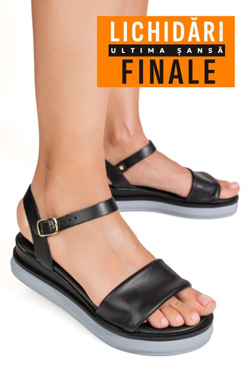 Sandale negre piele naturala ls77euca