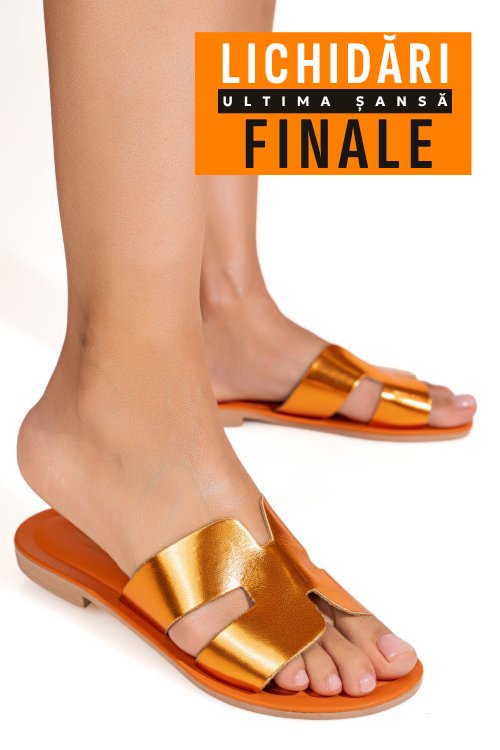 Papuci portocalii piele naturala ls77ido-501