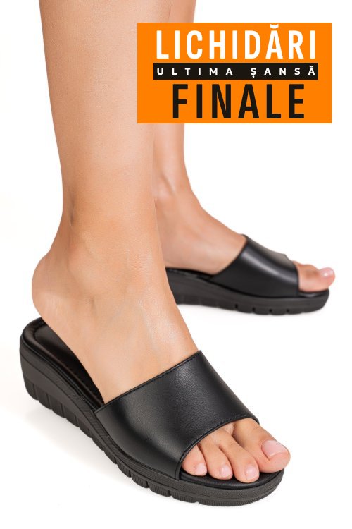 Papuci negri piele naturala 2s772025987