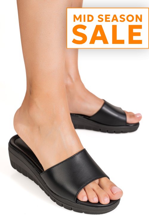 Papuci negri piele naturala 2s772025987