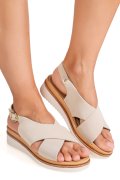 SANDALE BEJ PIELE NATURALA INTOARSA CS77P22