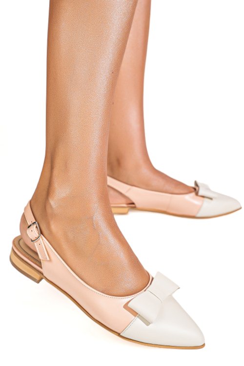 Balerini alb roz piele naturala 3s7730b