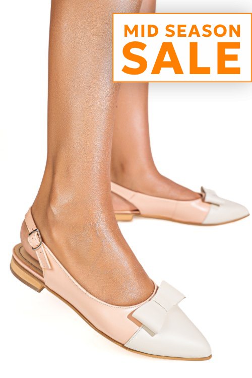 Balerini alb roz piele naturala 3s7730b