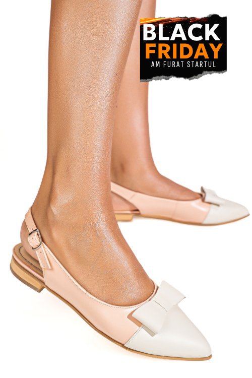 Balerini alb roz piele naturala 3s7730b
