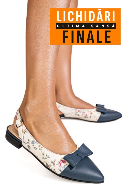 Balerini albastru floral piele naturala 3s7730b