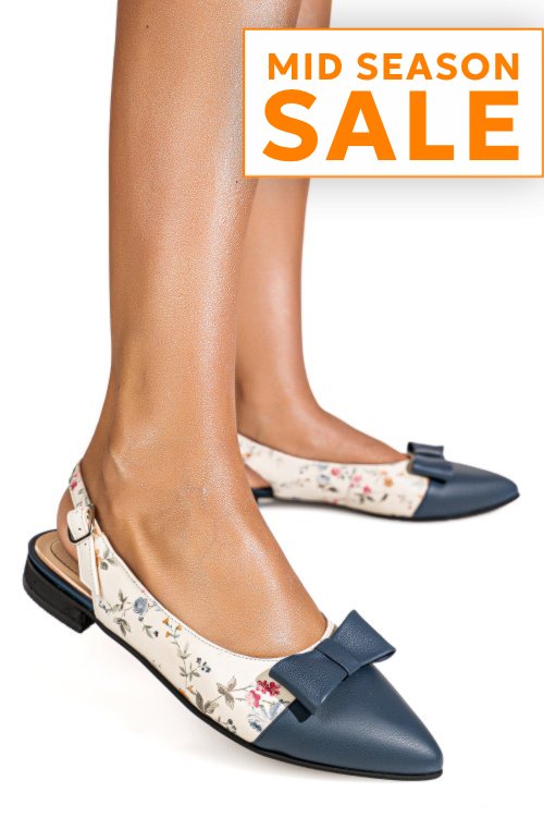 Balerini albastru floral piele naturala 3s7730b