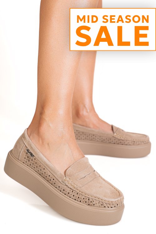 Mocasini khaki piele naturala intoarsa gsp10a161
