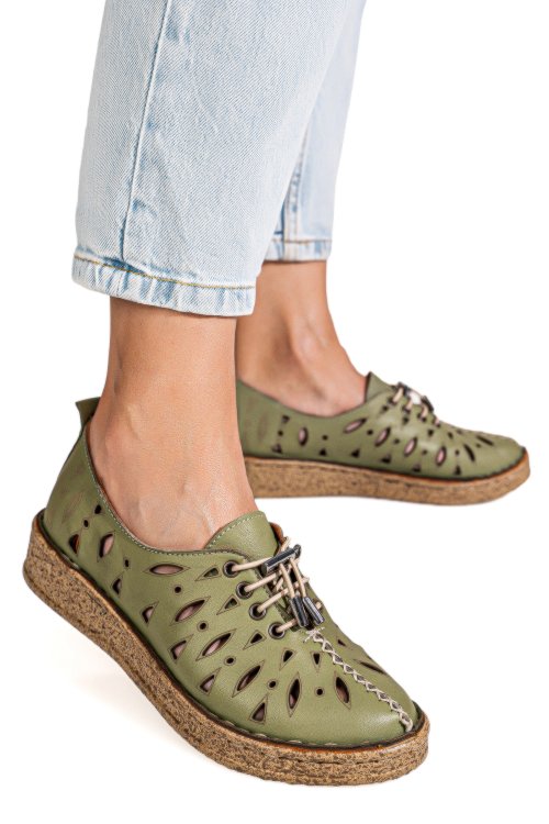 Pantofi verzi piele naturala 2pc000