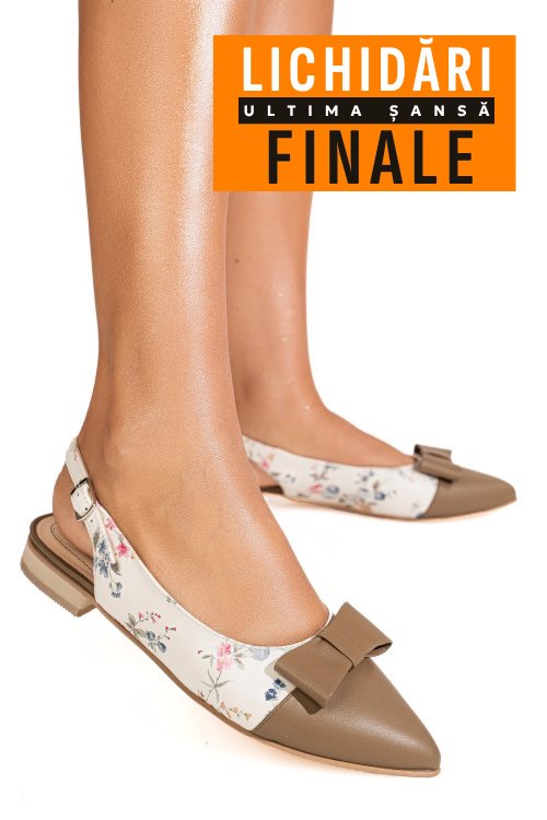 Balerini olive floral piele naturala 3s7730b