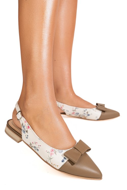Balerini olive floral piele naturala 3s7730b