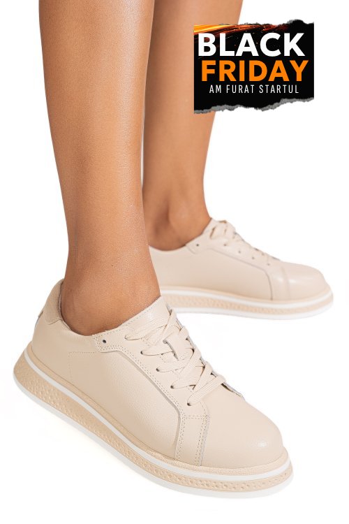 Pantofi sport bej piele naturala gpc033