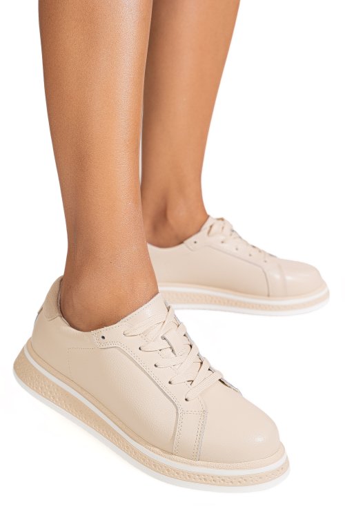 Pantofi sport bej piele naturala gpc033