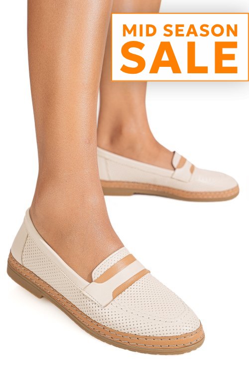 Mocasini bej piele naturala 2pc305