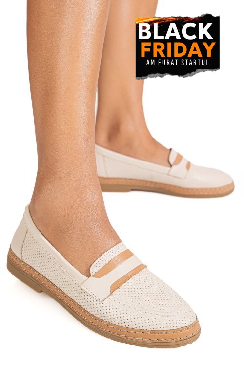 Mocasini bej piele naturala 2pc305