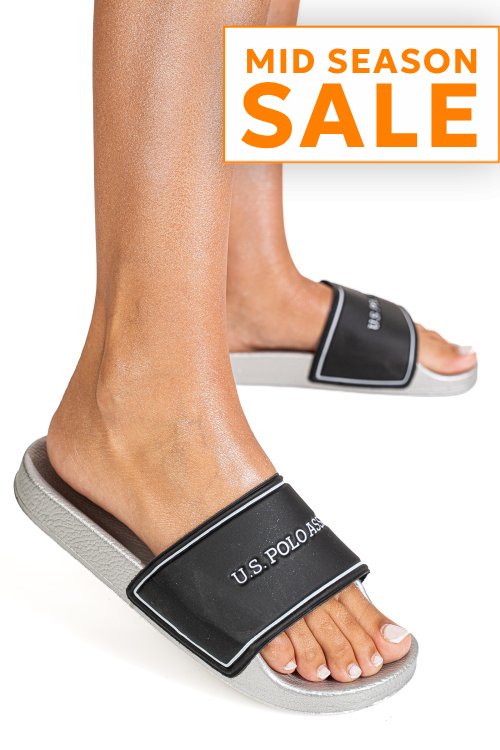 U.s. polo assn, papuci black silver sonia-1fx