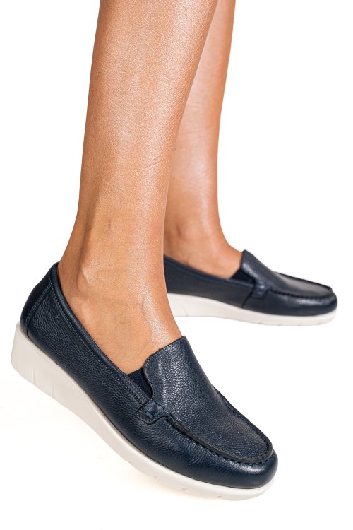 Mocasini albastri piele naturala ws77a00bx