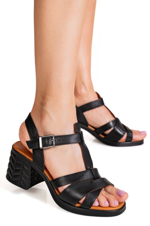 Sandale negre piele naturala apckd6840
