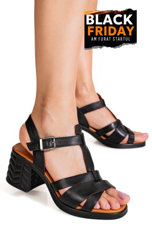Sandale negre piele naturala apckd6840