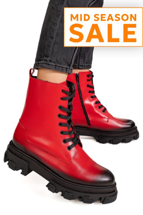 Ghete rosu negru piele naturala 1s7755
