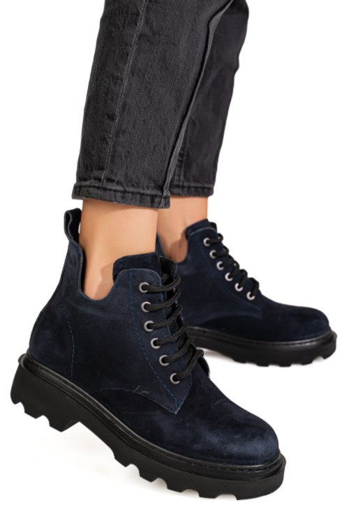 Ghete albastre piele naturala intoarsa 1pc989