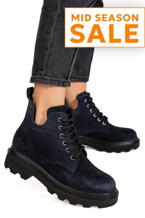 Ghete albastre piele naturala intoarsa 1pc989