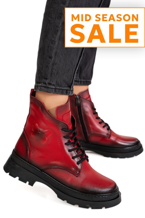 Ghete rosii piele naturala 8pc003