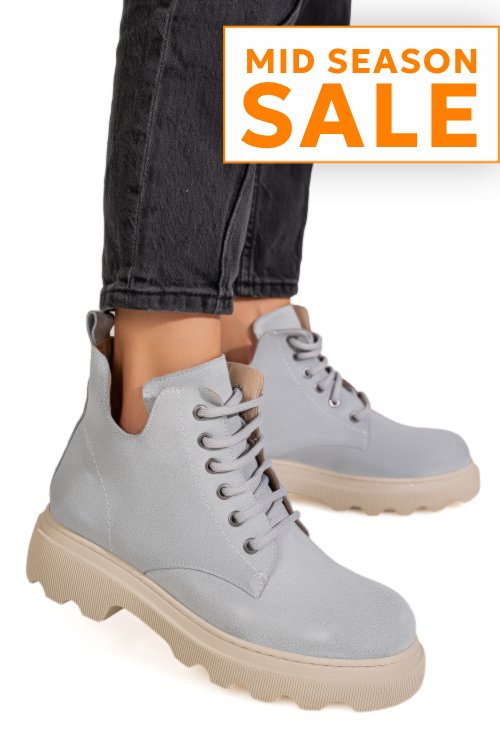Ghete gri piele naturala intoarsa 1pc989