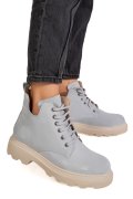 GHETE GRI PIELE NATURALA INTOARSA 1PC989