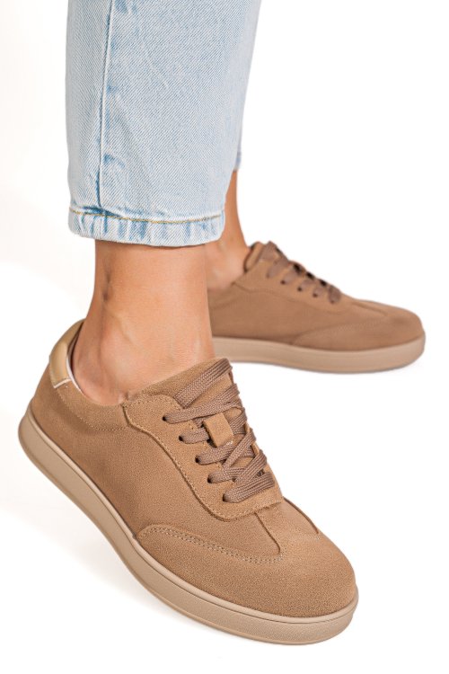 Pantofi sport khaki piele naturala intoarsa tsp2646