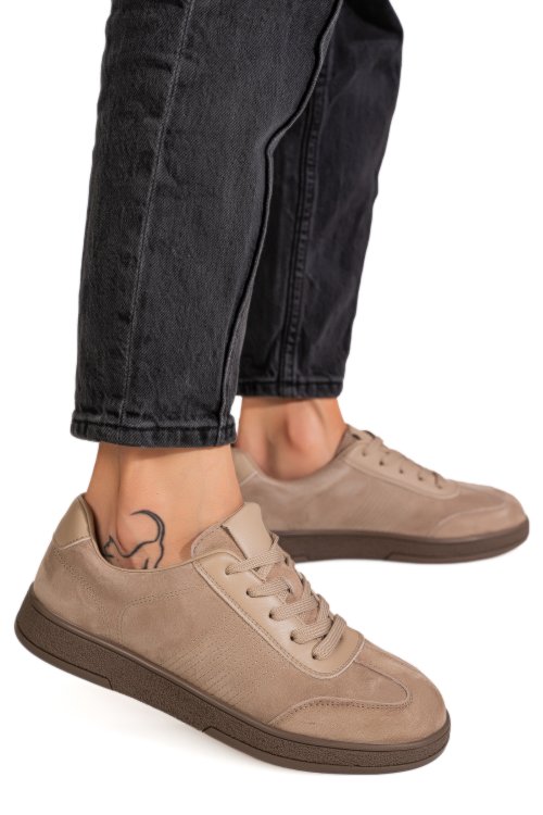Pantofi sport khaki piele naturala intoarsa fsp001-969
