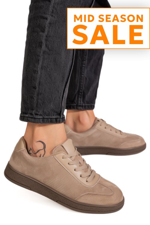 Pantofi sport khaki piele naturala intoarsa fsp001-969