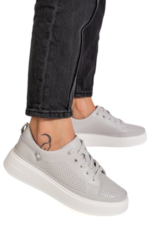 Pantofi sport gri piele naturala jpcy3285