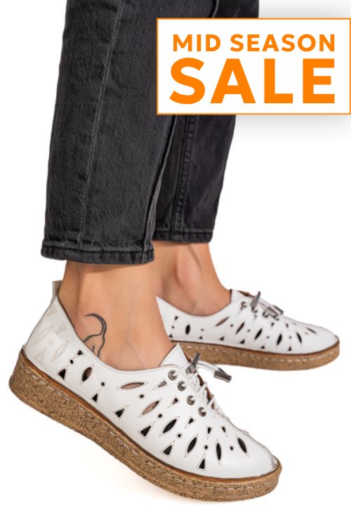 Pantofi albi piele naturala 2pc000