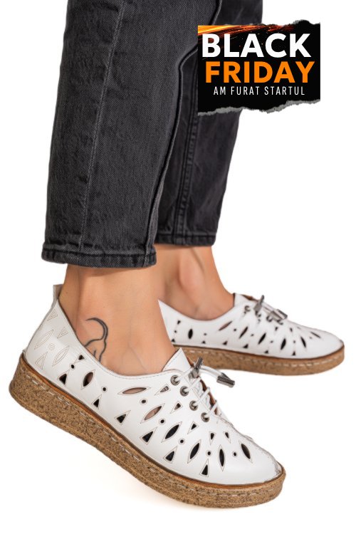 Pantofi albi piele naturala 2pc000