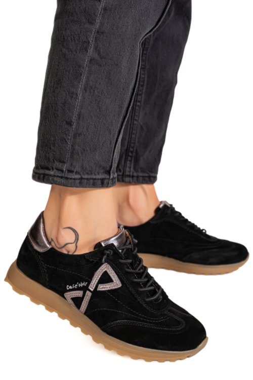 Pantofi sport negri piele naturala intoarsa fpc002654