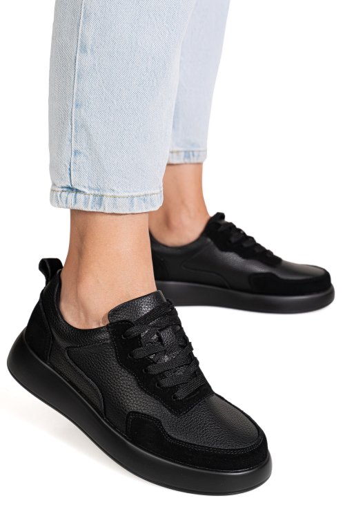 Pantofi sport negri piele naturala tpc2651
